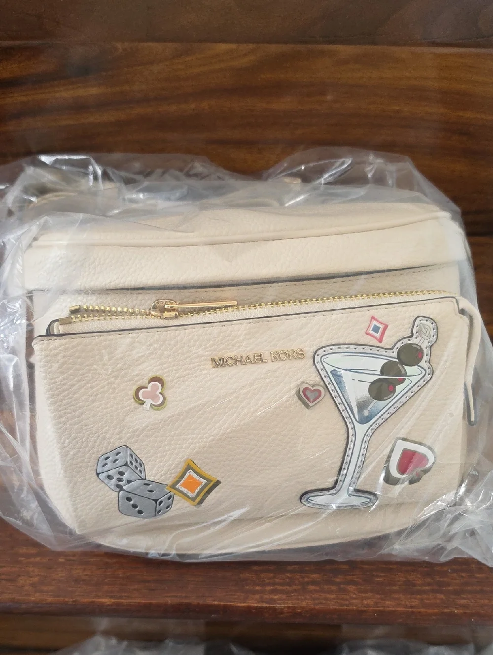 Michael Kors Beige/Cream Slater Embellished Crossbody with Stickers - Picture 9 of 10